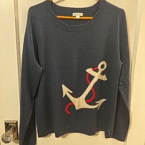 Garnet Hill Wool Sweater in Navy with anchor